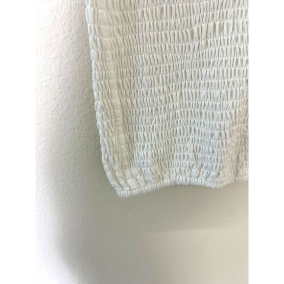 Vintage Y2K babydoll Poof New York Shirt white stretch Size L‎ milkmaid ruched - Picture 5 of 12